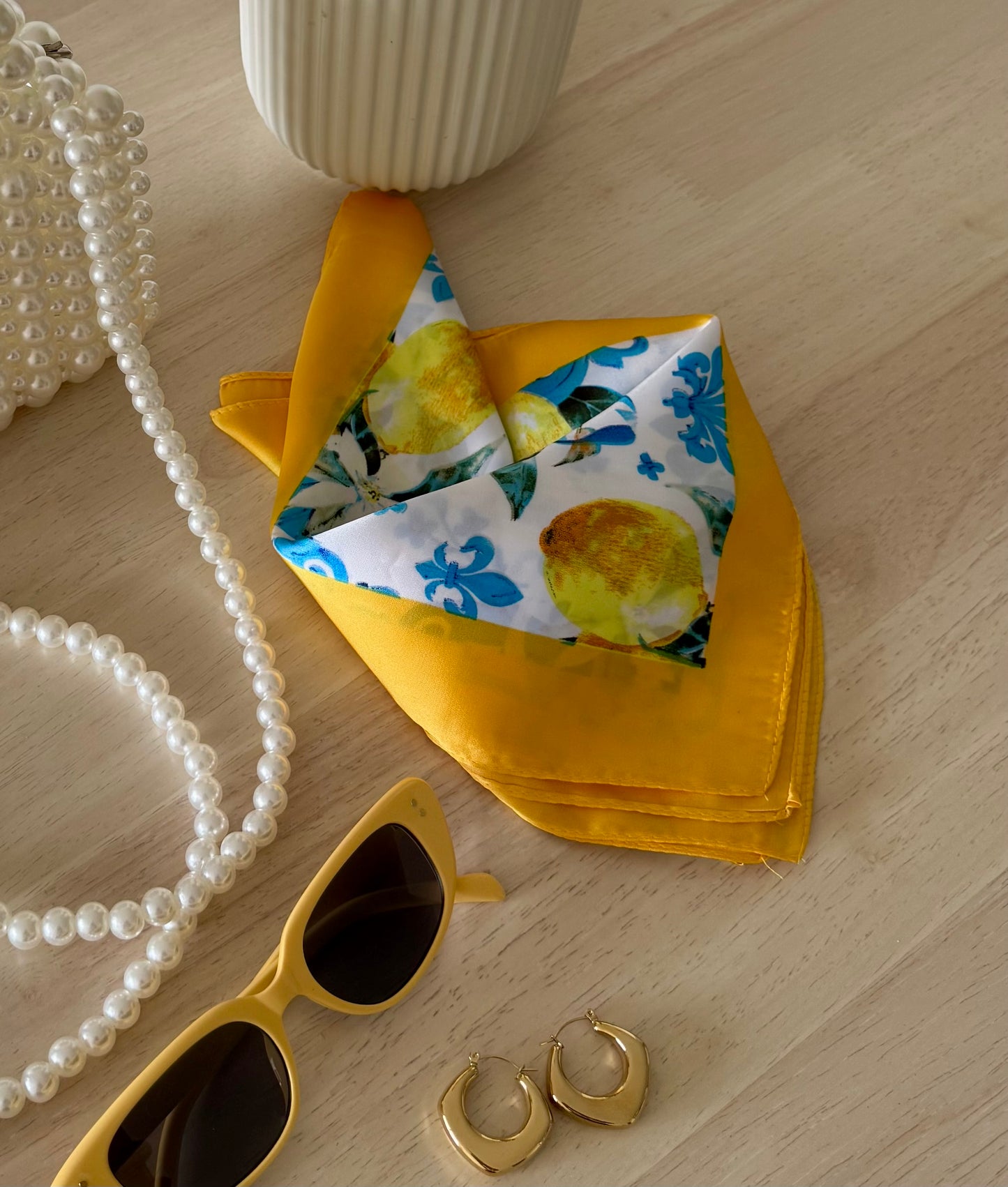 FOULARD SATIN CITRONNÉ