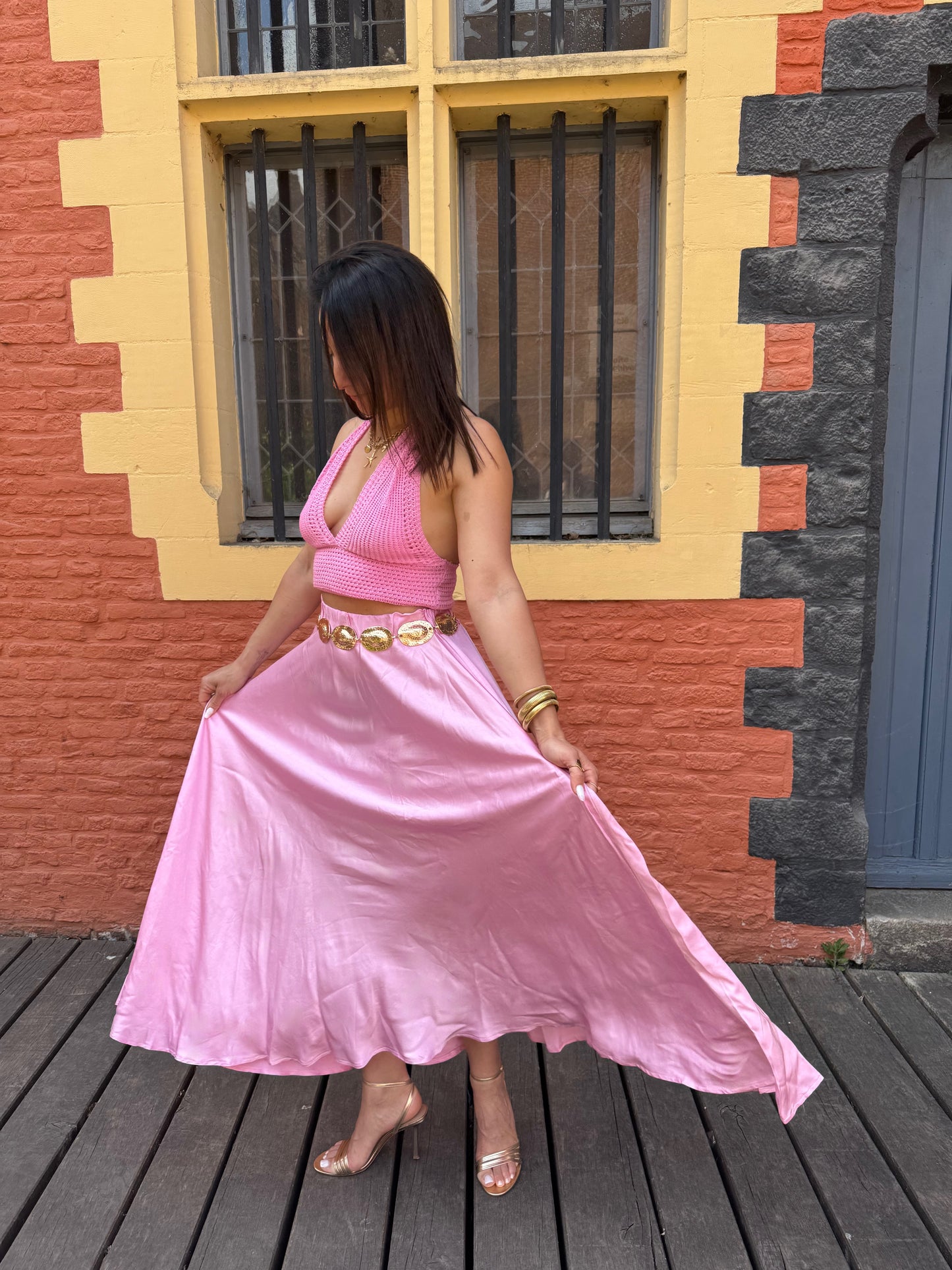 JUPE SATINÉE ROSE QUARTZ