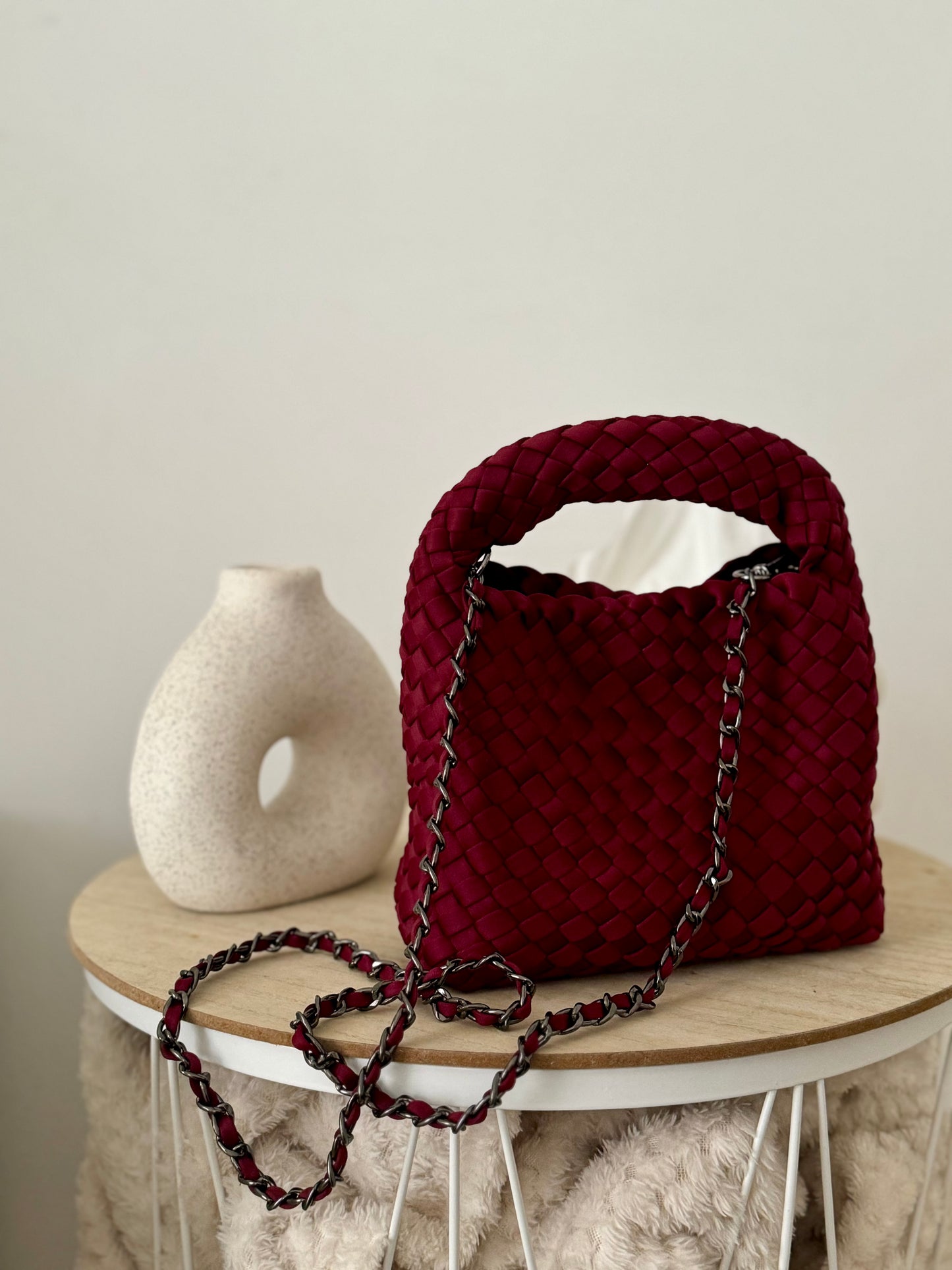 MINI SAC TRESSÉ BORDEAUX